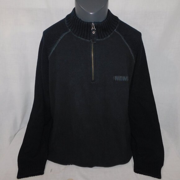 Harley Davidson Mens 2XL Black 1/4 Zip Knit Black Sweater HDMC - Picture 12 of 12